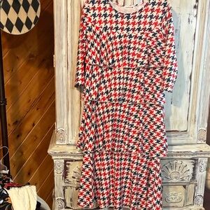 Elegant Long Sleeve Houndstooth Dress